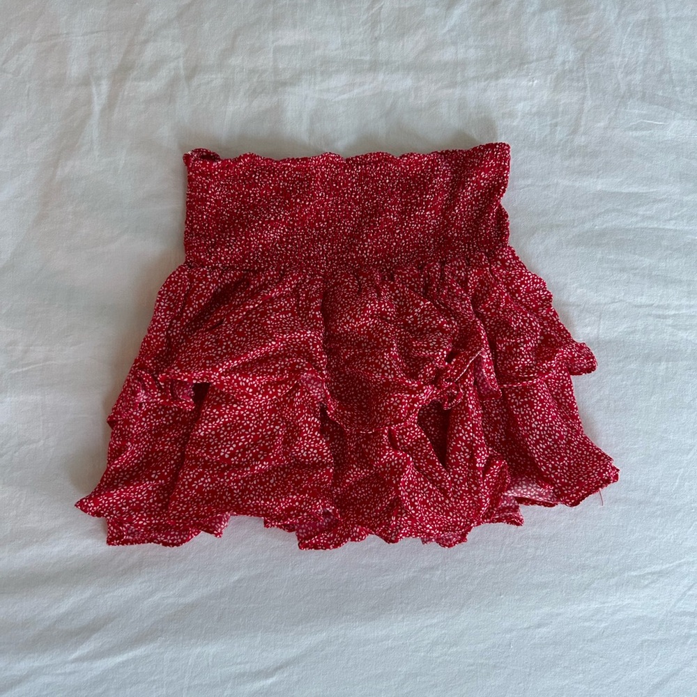 Mini ruffle tiered floral skirt